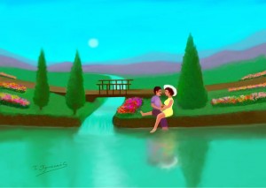 Couple by the Lake, Digital painting, Ioannis Chrysochos